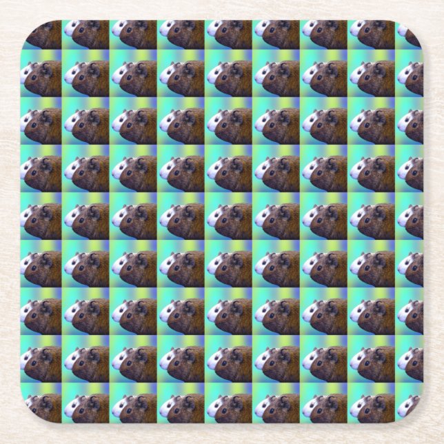 Brown And White Guinea Pig Brick Pattern,  Square Paper Coaster (Front)