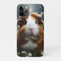 Brown And White Guinea Pig Moon And Daisies,