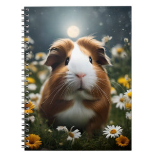 Brown And White Guinea Pig Moon And Daisies, Notebook