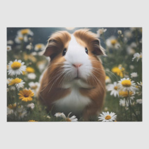 Brown And White Guinea Pig Moon And Daisies, Tissue Paper