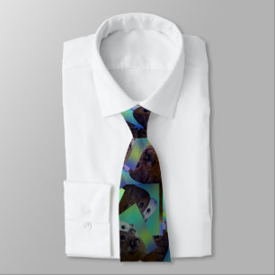 Brown And White Guinea pigs Scattered Abstract Art Tie