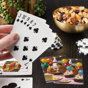Brown And White Happy Birthday Guinea Pig, Playing Cards