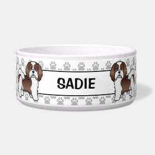 Brown And White Havanese Cartoon Dog & Paws & Name