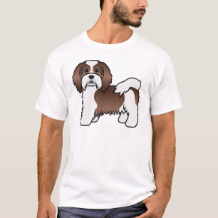 Brown And White Havanese Cute Cartoon Dog T-Shirt