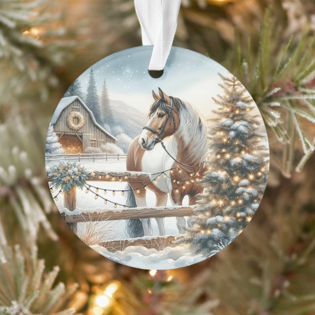 Brown and White Horse Personalised Christmas   Ornament (Tree)