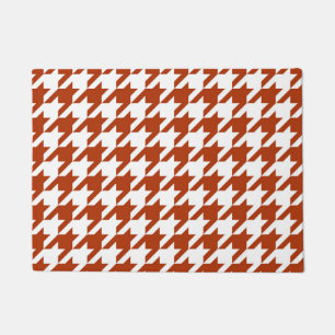 Brown and White Houndstooth Check Doormat