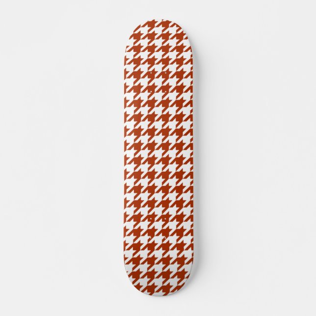 Brown and White Houndstooth Check Skateboard (Front)