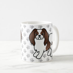 Brown And White Japanese Chin Cartoon Dog & Paws Coffee Mug