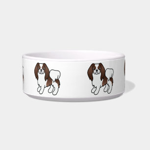 Brown And White Japanese Chin Cute Cartoon Dogs Bowl