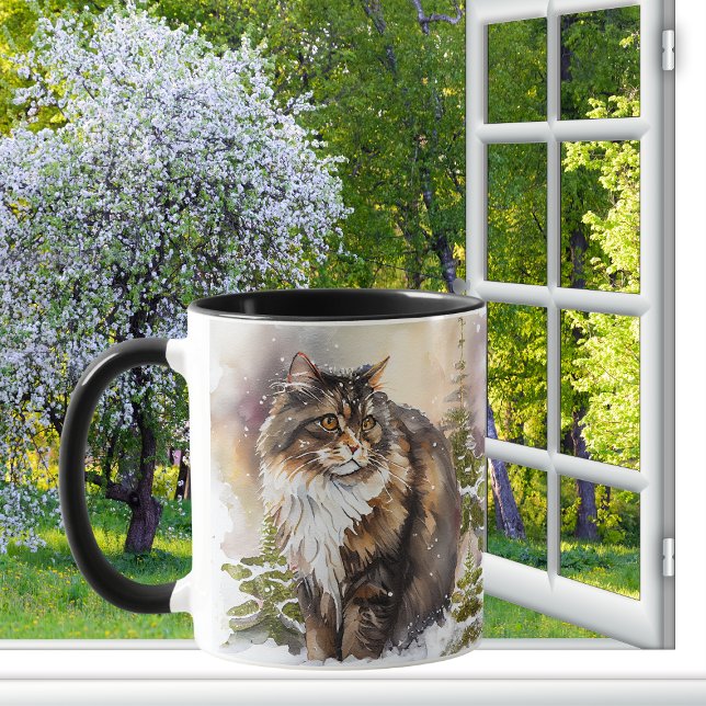 Brown And White Maine Coon Tabby Cat  Mug (Creator Uploaded)