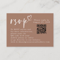 Brown and White Modern Minimalist Wedding QR RSVP