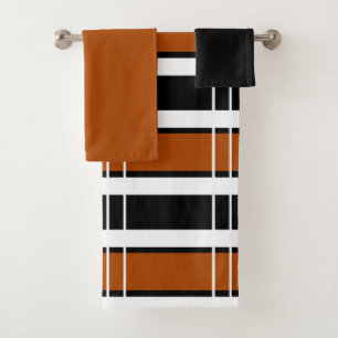 Brown and White Plaid  Bath Towel Set
