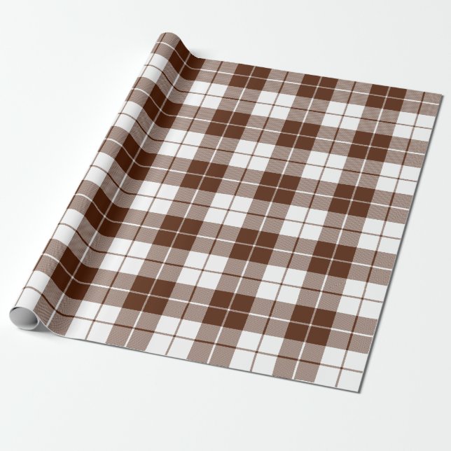Brown and White Plaid Pattern |Large| Wrapping Paper (Unrolled)