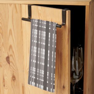 Brown and white plaid tea towel