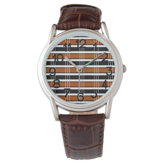 Brown and White Plaid  Watch (Front)