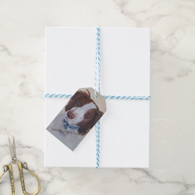 BROWN AND WHITE RETRIEVER | GIFT TAG (With Twine)