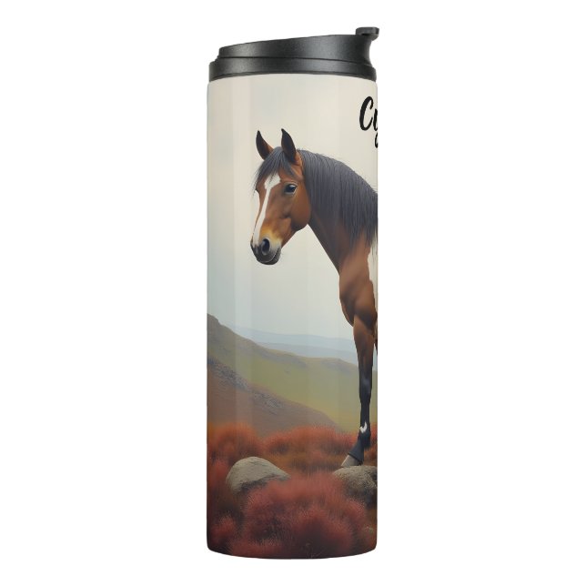 Brown and White Shetland Pony Thermal Tumbler (Rotated Left)
