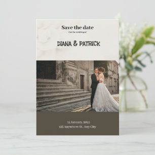 Brown and White Simple Save the Date Invitation