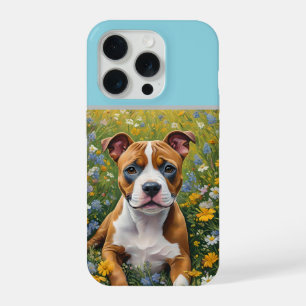 Brown And White Staffordshire Bull Terrier Puppy, iPhone 15 Pro Case