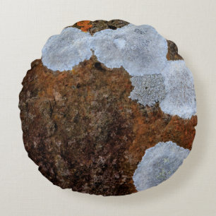 Brown and white stone fragment round cushion