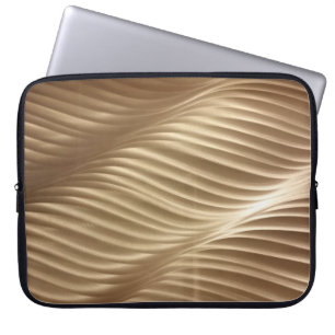 Brown and white striped textile laptop sleeve