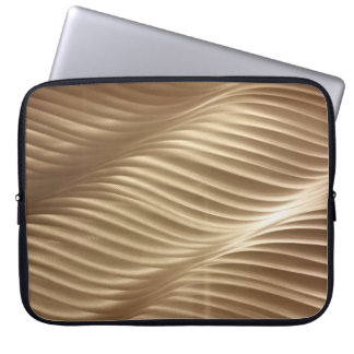 Brown and white striped textile laptop sleeve