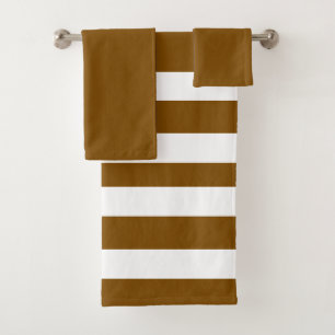Brown And White Summer Stripes Team Bath Towel Set