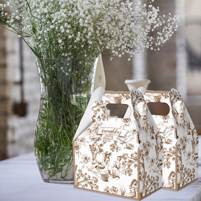 Brown and White Toile de Jouy Bridal Shower Favour Box (Creator Uploaded)