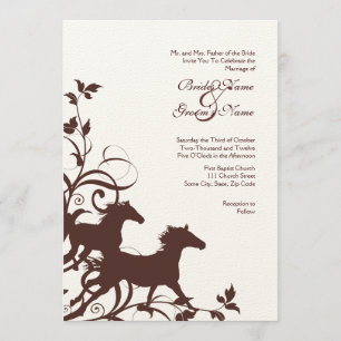 Brown and White Wild Horses Wedding Invitation