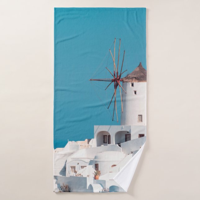 Brown and white windmill bath towel (Bath Towel)