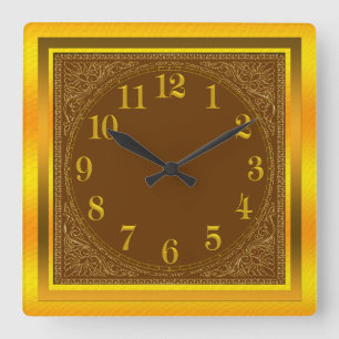 Brown and Yellow Gold Lace Edged Wall Clock
