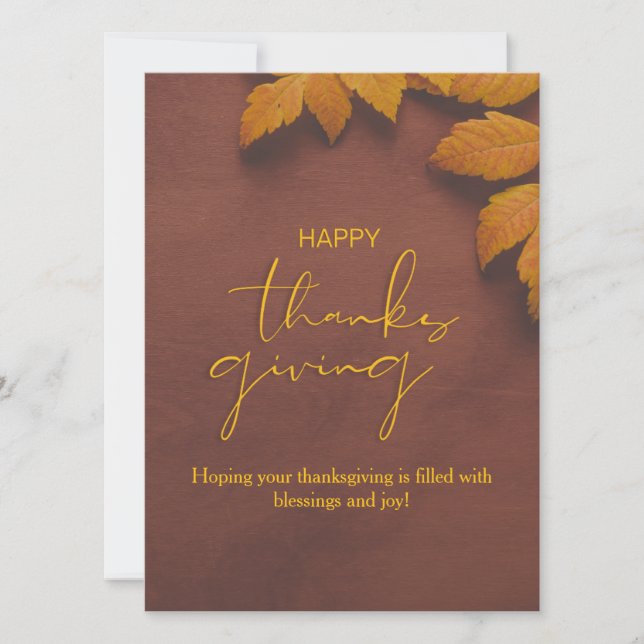 Brown and Yellow Minimalist Thanksgiving Card (Front)
