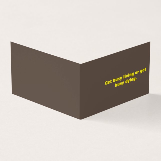 Brown And Yellow Quotes Small Text Design Business Card (Outside)
