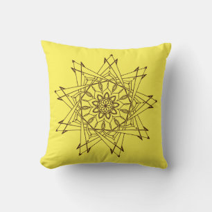 Brown and Yellow Sharp Mandala Throw Pillow
