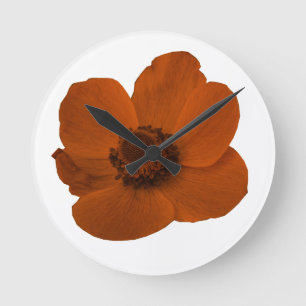 Brown Anemone Wall Clock