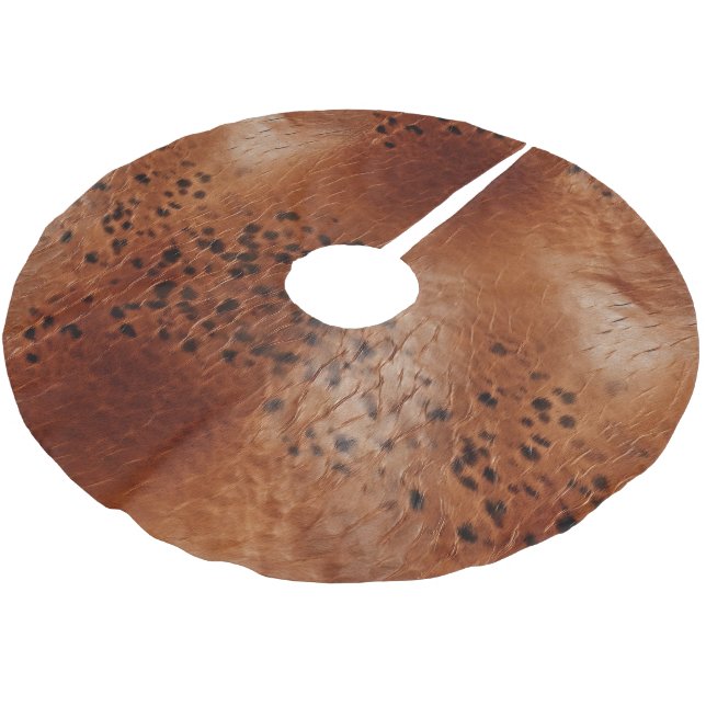 Brown Animal Print Brushed Polyester Tree Skirt (Angled)