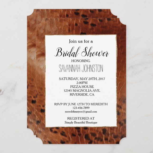 Brown Animal Print Invitation (Front/Back)
