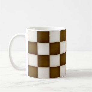 Brown & Antique White Chequered Coffee Mug