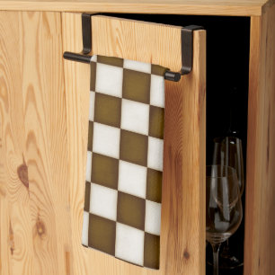 Brown & Antique White Chequered Tea Towel