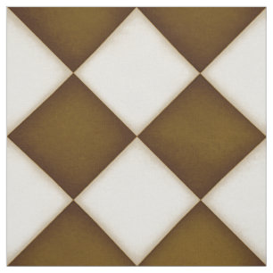 Brown & Antique White Diamonds (large scale) Fabric