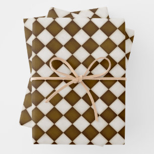 Brown & Antique White Diamonds Wrapping Paper Sheet