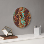 Brown Aqua Teal Turquoise Green Geode Marble Art Large Clock<br><div class="desc">Beautiful contemporary aqua turquoise blue green and brown coloured agate geode gem stones pattern. Ornate, funky, modern and whimsical hipster design for the artistic or artsy hip trendsetter, vintage retro, nouveau deco art style or abstract graphic digital geometric motif lover. Available on a variety of modern home decor accents and...</div>