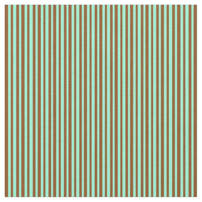 Brown & Aquamarine Lined Pattern Fabric (Close Up)