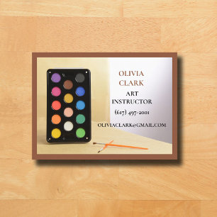 Brown Art Teacher Tutor Educator Art Class Business Card
