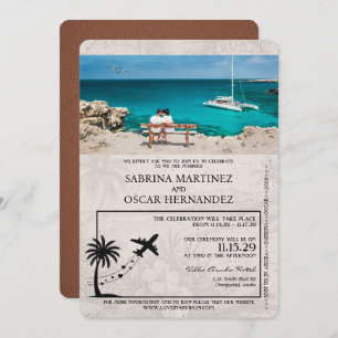 Brown Aruba Passport Wedding Invitation