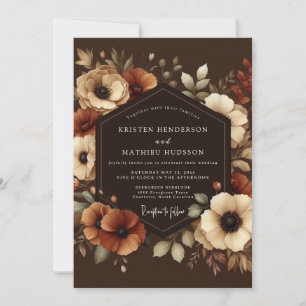Brown Autumn Bloom Wedding Invitation
