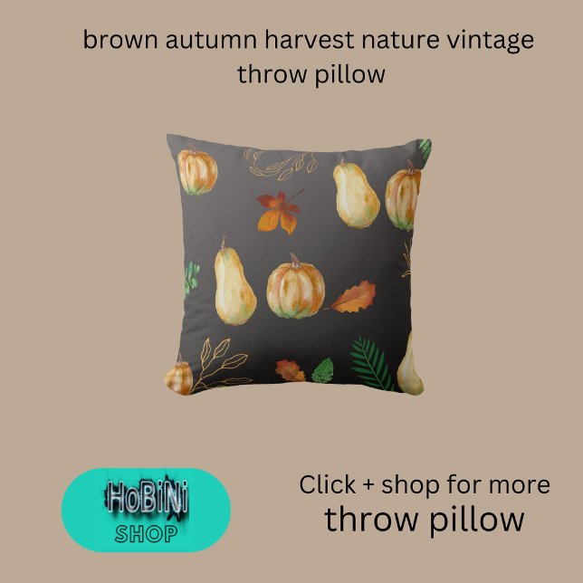brown autumn harvest nature vintage cushion (brown autumn harvest nature vintage throw pillow)