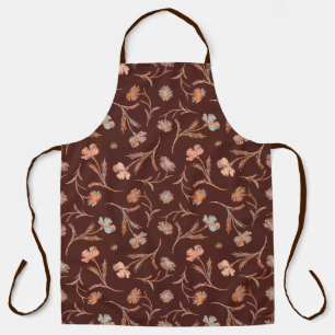 Brown Autumnal Liberty Floral Pattern Classy Fall Apron