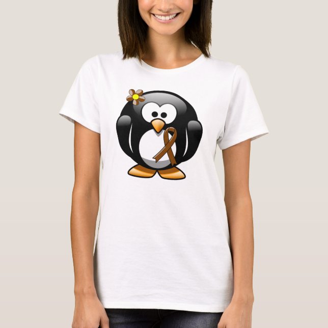 Brown Awareness Ribbon Penguin T-Shirt (Front)