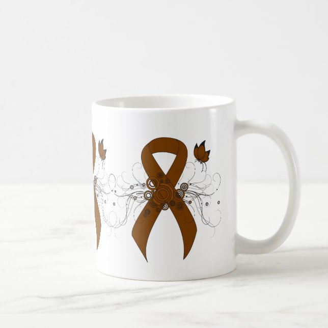 Brown Awareness Ribbon with Butterfly Coffee Mug (Right)